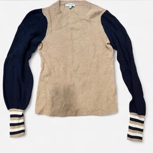Tan and Navy Long Sleeve Sweater